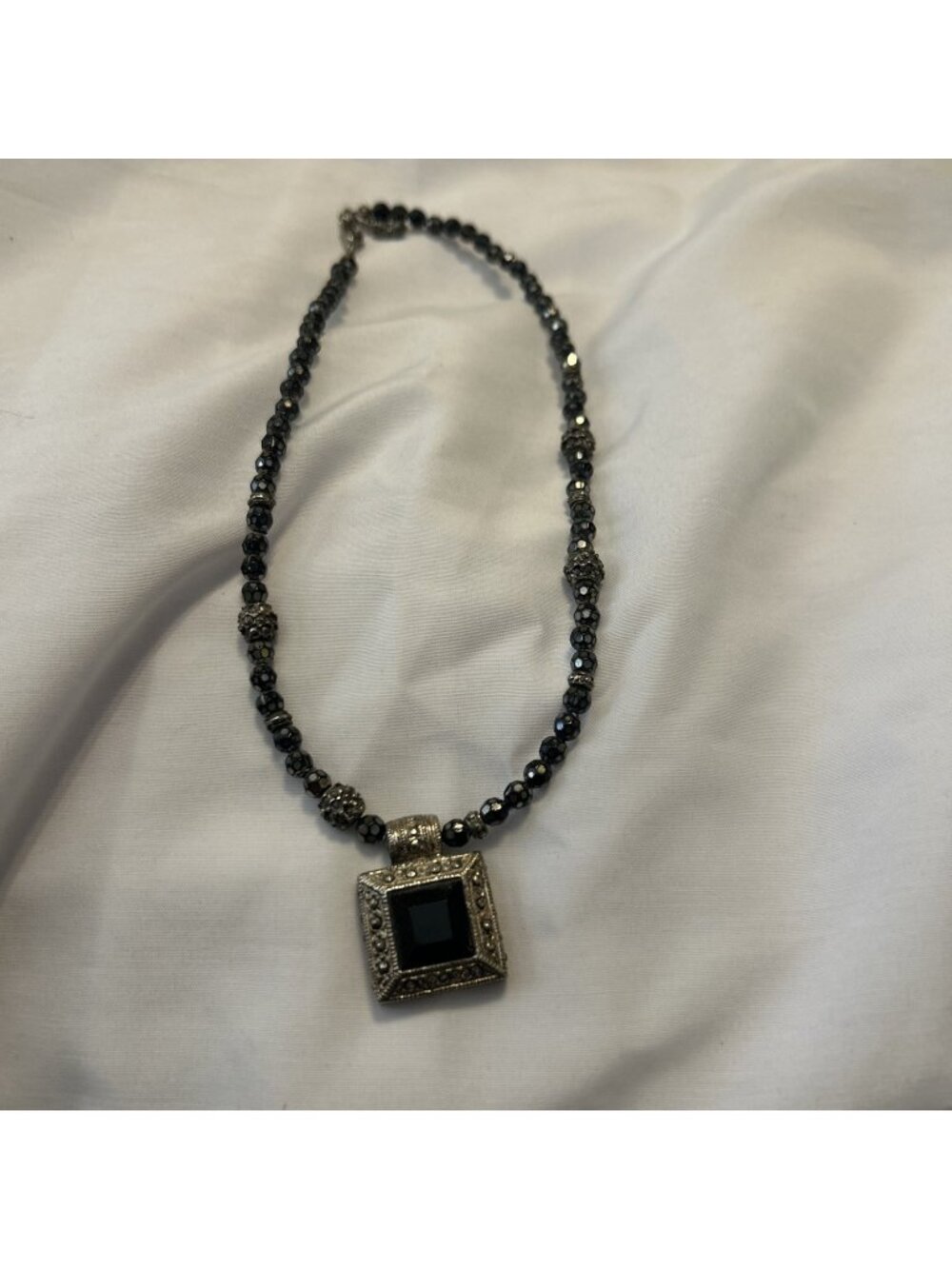 Necklace With Pendant Handmade Black Gray Goth Elegant Punk Biker Emo Jewelry Pc